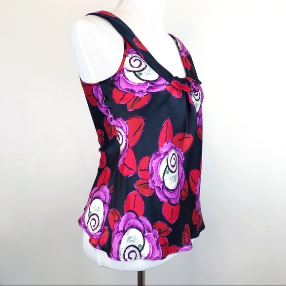 Giorgio Armani Silk Floral Print Sleeveless Blouse - Picture 4 of 8